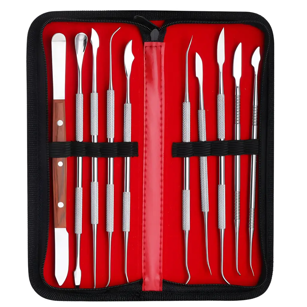 Stainless Steel Wax Carving Tool Kit - 10 Pieces with Case